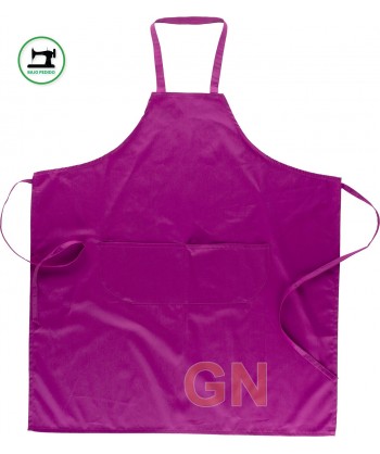 Delantal con peto de color liso y bolsillos  color fucsia