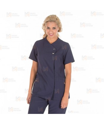 Chaqueta sanitaria abierta de microfibra para mujer color marino