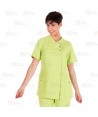 Chaqueta sanitaria abierta de microfibra para mujer color pistacho