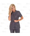 Chaqueta sanitaria abierta de microfibra para mujer color gris marengo