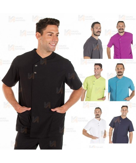 Chaqueta sanitaria abierta de microfibra para caballero color negro