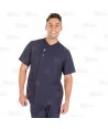 Chaqueta sanitaria abierta de microfibra para caballero color marino