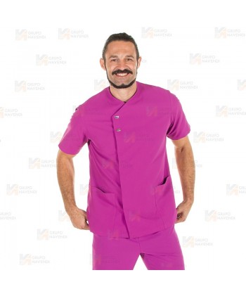 Chaqueta sanitaria abierta de microfibra para caballero color malva
