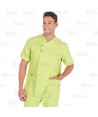 Chaqueta sanitaria abierta de microfibra para caballero color pistacho