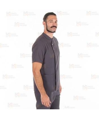 Chaqueta sanitaria abierta de microfibra para caballero color gris marengo