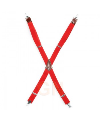 Tirantes  con cuatro pinzas de color rojo para delantales y pantalones