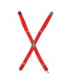 Tirantes  con cuatro pinzas de color rojo para delantales y pantalones
