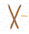 Tirantes  con cuatro pinzas de color naranja para delantales y pantalones
