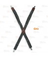 Tirantes  con cuatro pinzas de color gris para delantales y pantalones