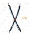 Tirantes  con cuatro pinzas de color azul índigo para delantales y pantalones