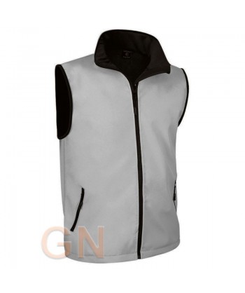 Chaleco softshell bicolor tricapa color beige arena