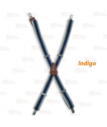 Tirantes elásticos cruzados para hostelería color indigo