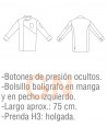 Chaqueta de cocina de maga 3/4 con corchetes -Hombre-