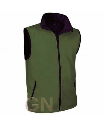 Chaleco softshell bicolor tricapa color verde militar