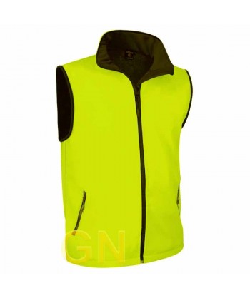 Chaleco softshell bicolor tricapa color amarillo alta visibilidad