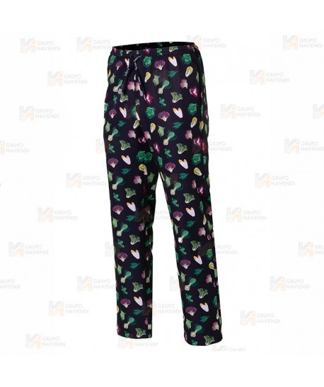 Pantalón estampado de microfibra para cocina con cordón y bolsillos