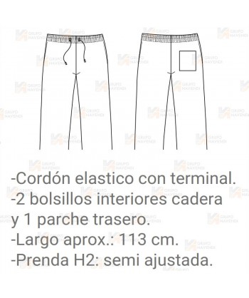 Pantalón estampado de microfibra para cocina con cordón y bolsillos