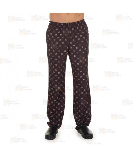 Pantalón estampado de microfibra para cocina con cordón y bolsillos