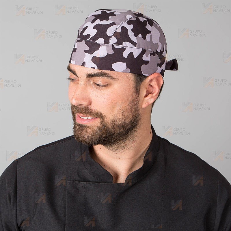 Gorro pirata de cocina en microfibra estampada camuflaje