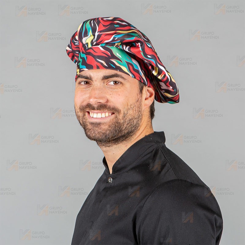 Gorro chef tipo champiñón de microfibra estampada
