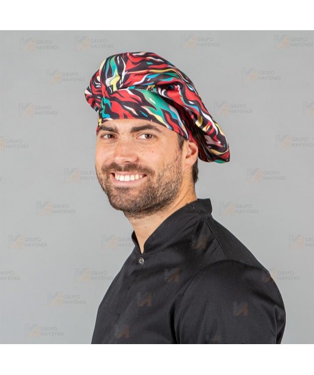 Gorro chef tipo champiñón de microfibra estampada