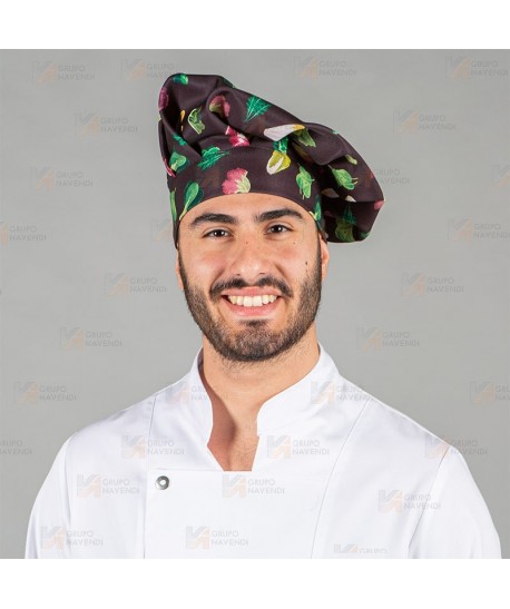 Gorro chef tipo champiñón de microfibra estampada