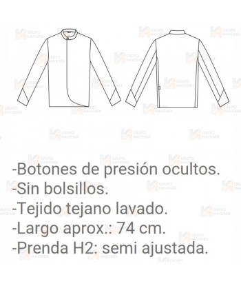 Chaqueta de cocina de tela vaquera de algodón