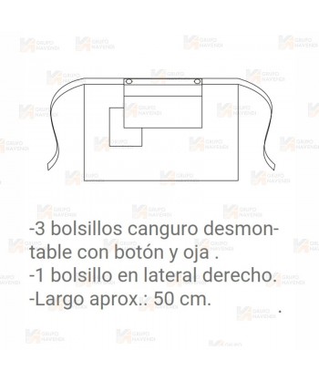 Delantal corto de loneta a rayas con bolsillos desmontables