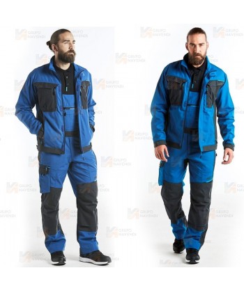 Chaqueta bicolor, acolchada multielástica con refuerzos color azul