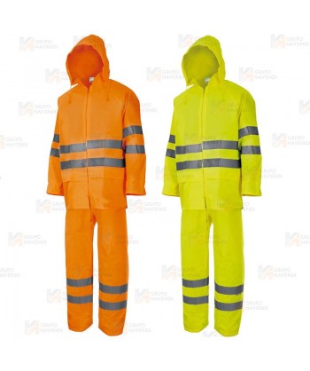 Traje de agua o lluvia alta visibilidad amarillo y naranja alta visibilidad