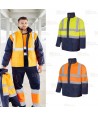 Parka bicolor de alta visibilidad desmontable 4 en 1