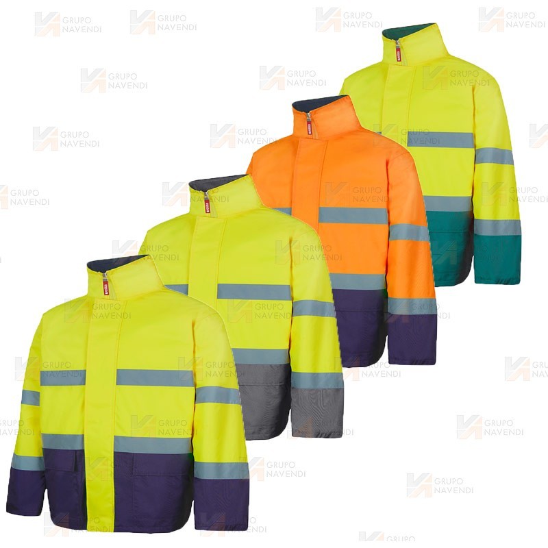 Parka alta visibilidad bicolor acolchada e impermeable