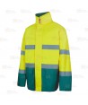 Parka alta visibilidad bicolor acolchada e impermeable color amarillo flúor/verde
