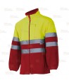 Chaqueta polar bicolor de alta visibilidad color amarillo flúor y rojo