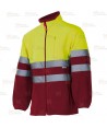 Chaqueta polar bicolor de alta visibilidad color amarillo flúor y granate