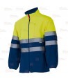 Chaqueta polar bicolor de alta visibilidad color amarillo flúor y azulina