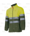 Chaqueta polar bicolor de alta visibilidad color amarillo flúor y verde forestal