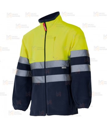 Chaqueta polar bicolor de alta visibilidad color amarillo flúor y marino