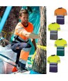Camiseta alta visibilidad bicolor de manga corta. Transpirable
