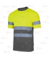 Camiseta alta visibilidad bicolor de manga corta. Transpirable color amarillo flúor/gris