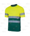 Camiseta alta visibilidad bicolor de manga corta. Transpirable color amarillo flúor/verde