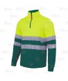 Sudadera alta visibilidad bicolor con media cremallera color amarillo flúor/verde