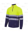 Sudadera alta visibilidad bicolor con media cremallera color amarillo flúor/marino