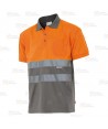 Polo de alta visibilidad bicolor de manga corta en tejido técnico color naranja flúor/gris