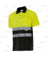 Polo de alta visibilidad bicolor de manga corta en tejido técnico color amarillo flúor/marino