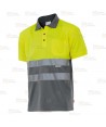 Polo de alta visibilidad bicolor de manga corta en tejido técnico color amarillo flúor/gris