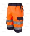 Bermudas de alta visibilidad multibolsillos color naranja flúor/marino
