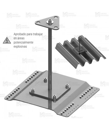 Poste de anclaje de acero inox. para fijar en techos de chapa
