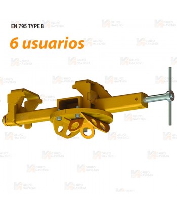 Punto de anclaje regulable para vigas metálicas para 6 usuarios
