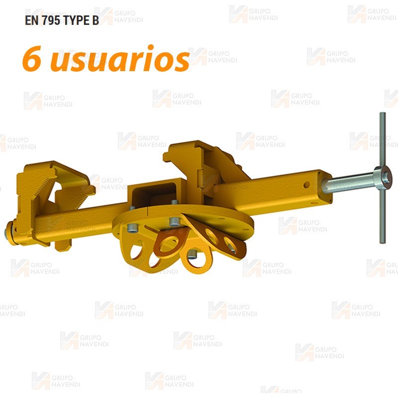Punto de anclaje regulable para vigas metálicas para 6 usuarios